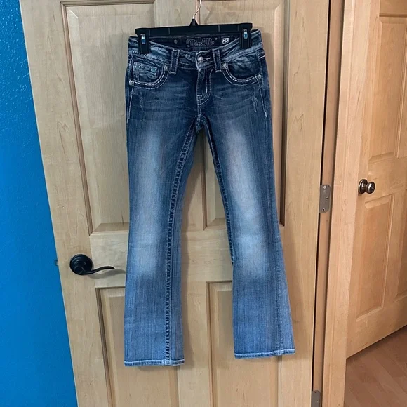 Miss Me Low Rise Boot Cut Jeans with Silver Sequin Detail - Picture 7 of 7